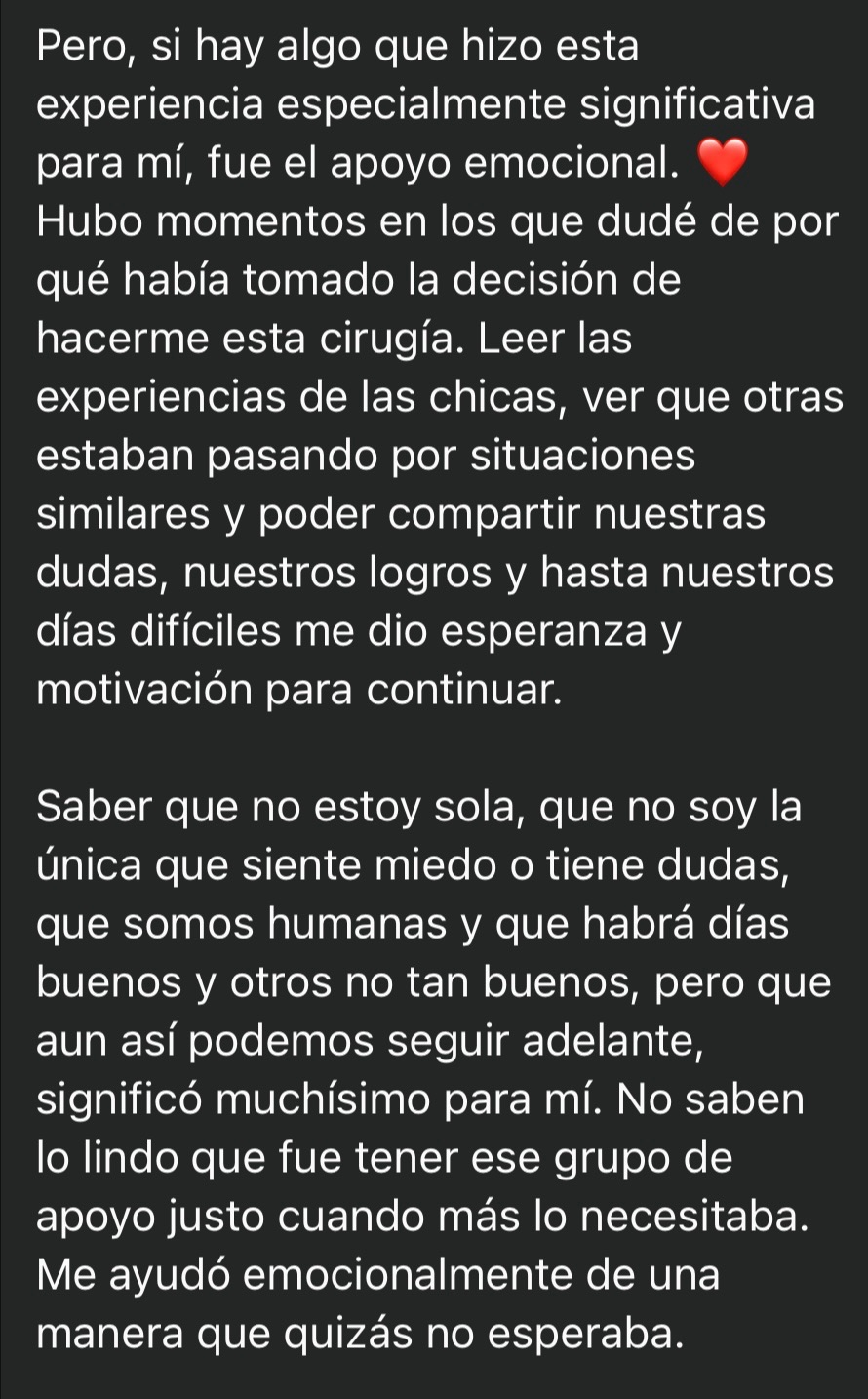 Mensaje de una alumna sobre leer las experiencias de las otras chicas de The After